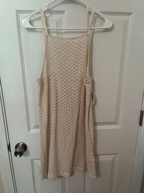 Roxy Cream Crochet Sundress with Delicate Knit